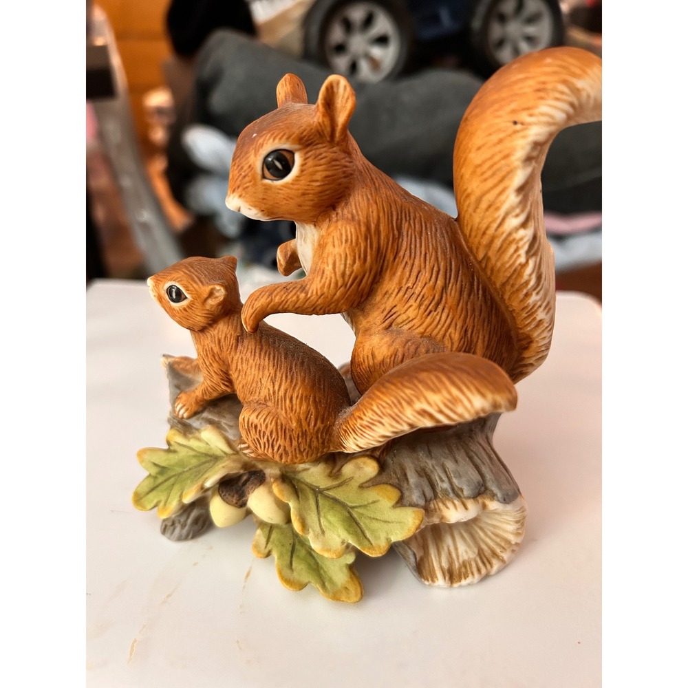 Homeco Squirrel Figurine Vintage Porcelain West Germany Blue Bee Mark Wildlife